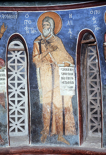 Cyprus, Lagoudera, 12th century mural in the Church of Panagia Tou Arakou, the Prophet Elijah