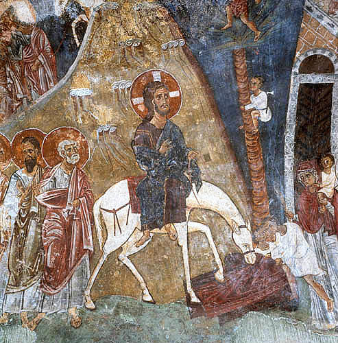 Cyprus, Christ entering Jerusalem, Church of St Nicholas of the Roof,  Kakopetria,  11th century
