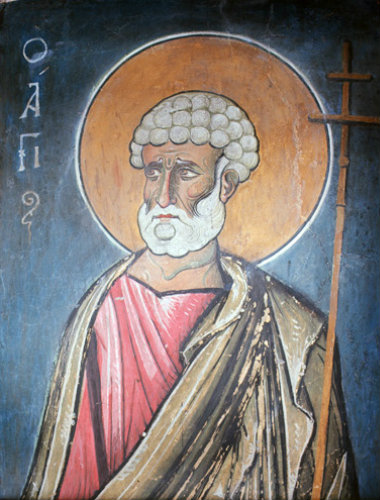 St Peter, mural in the Church at Lagoudera Monastery Cyprus 12th century