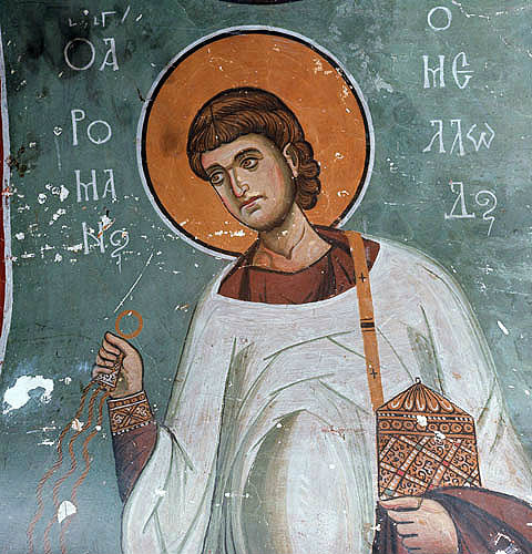 St Romanus the Melodist, sixth century Syno-Greek hymnographer, 1192, Church of Panagia Tou Arakou, Lagoudera, Cyprus
