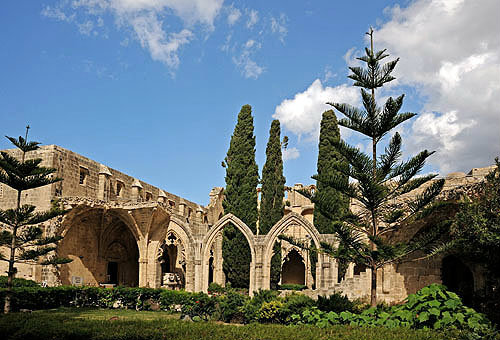 Bellapais Abbey, cloisters seen from the west, 1198-1205, Northern Cyprus