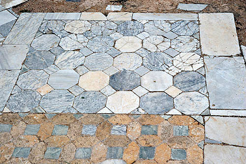 Part of a Byzantine opus sectile floor surrounding the palaestra in the Roman-Byzantine gymnasium complex, Salamis, Northern Cyprus
