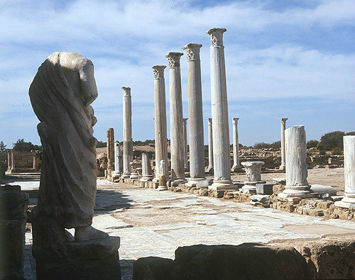 Statue at the east end of the  portico of the Palaestra, Salamis, Northern Cyprus