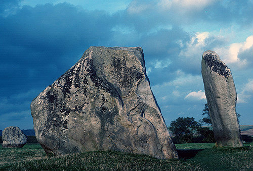 Two cove stones, northern inner circle, circa 3000 BC, neolithic henge monument, Avebury, Wiltshire, England