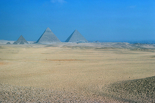 Pyramids, view from south east, Giza, Egypt