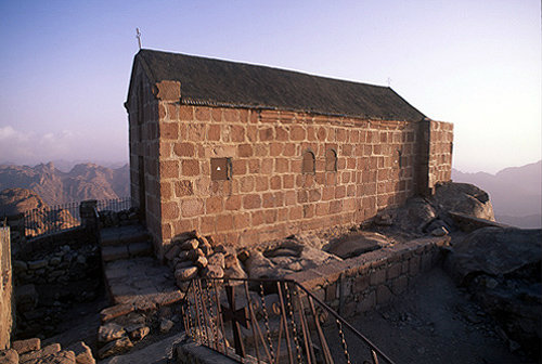 Egypt, Sinai, Greek Orthodox Chapel on summit of Mount Sinai, Jebel Mousa