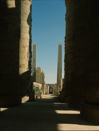Egypt Karnak Temple of Amun view of the two Obelisks from the Hypostyle Hall