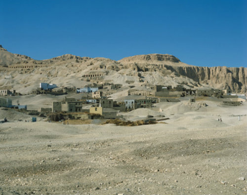 Egypt, Thebes, tombs of the Nobles in the cliff face above the village