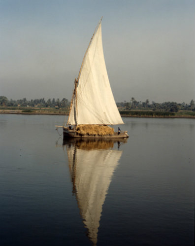 Egypt, laden felucca on the Nile