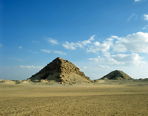 Two pyramids at Abusir, extensive necropolis of Old Kingdom period, Egypt