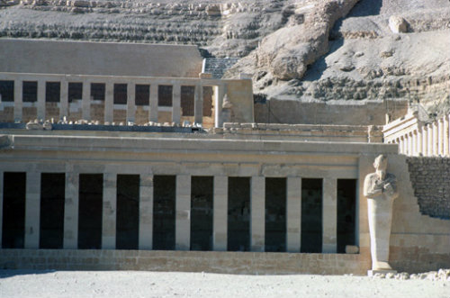 Egypt, Thebes, section of the Mortuary Temple of Queen Hatshepsut in the Valley of the Kings, eighteenth dynasty