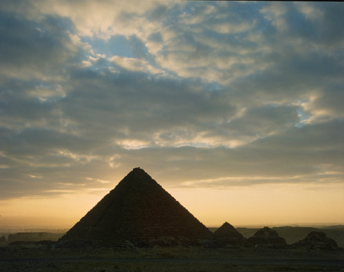 Pyramid  of Menkaure and the smaller pyramids of the Queens of Khufu, Giza, Egypt
