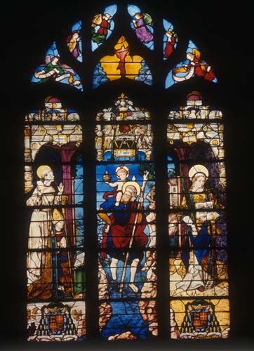 St Christopher window, 16th century stained glass, Church of St Martin, Montmorency, France