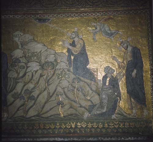 Agony in the garden, 13th century mosaic, Basilica of St Mark, Venice, Italy