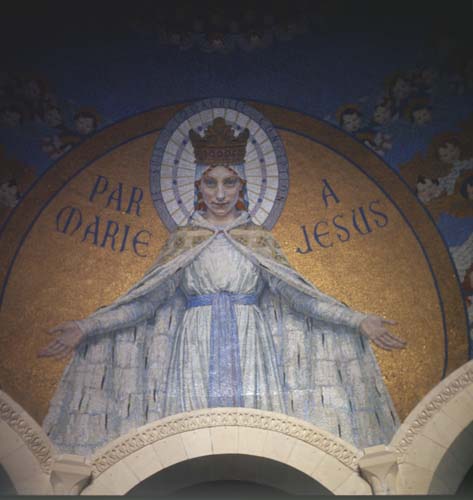 St Bernadette, 19th century mosaic, Church of the Rosary, Lourdes, France