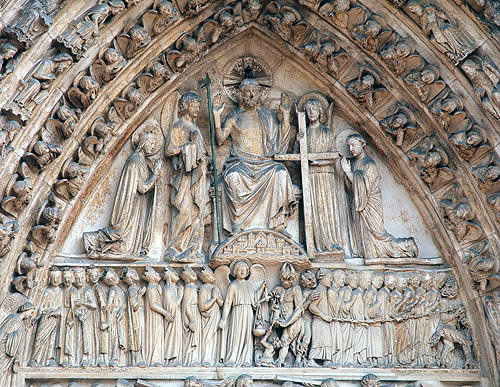 Last Judgement, circa 1225-1230, central tympanum, west end, Notre Dame, Paris, France