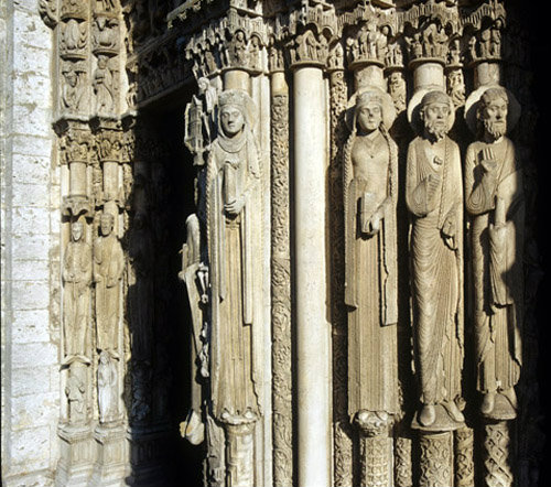 Chartres, Kings and Queens of Judah, left jamb, centre bay, Royal Portal 12th century