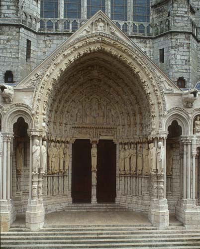 North porch central bay, 13th century sculpture, Chartres Cathedral, France