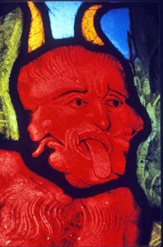 A devil from the Last Judgement, north rose window, Evreux Cathedral France, 16th century