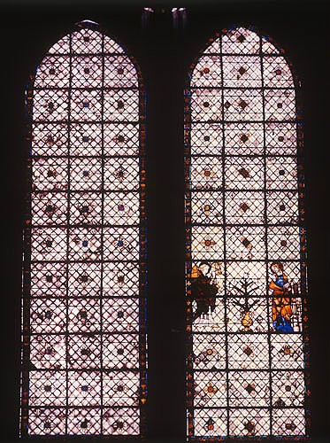 Grisaille window with Annunciation, fourteenth century, Chartres Cathedral, France