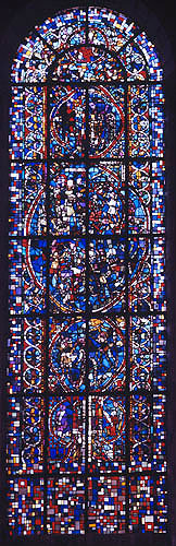 Sixth window east, nave north wall, restored, Angers Cathedral, France