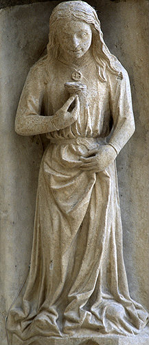 Chartres Cathedral, north porch, right bay outer archivolt,  Zodiac sign, Virgo, 13th century