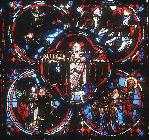 The Son of Man, detail from the Apocalypse window, thirteenth century, Bourges Cathedral, Bourges, France