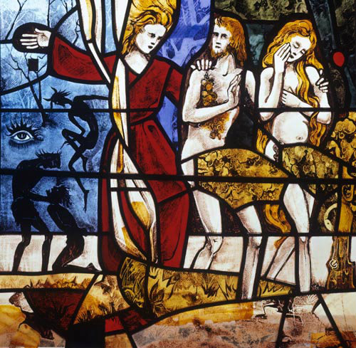 The Expulsion of Adam and Eve by Gabriel Loire Coignieres Church France