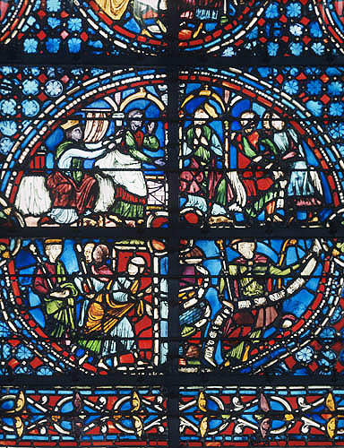 Joseph window with signature of Clement of Chartres, thirteenth century, Rouen Cathedral, France