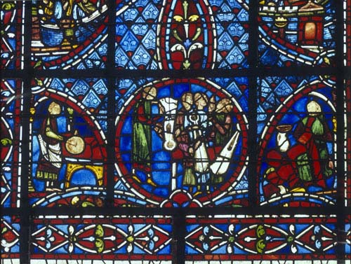 Joseph window, 13th century stained glass, Rouen Cathedral, France,