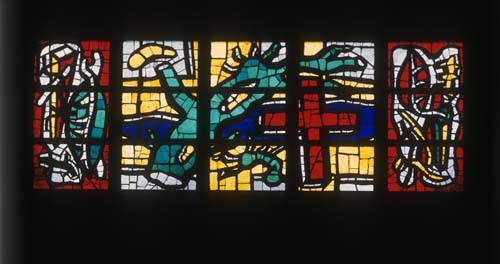 Tree of Life, 20th century stained glass by Fernand Leger, Audincourt, France