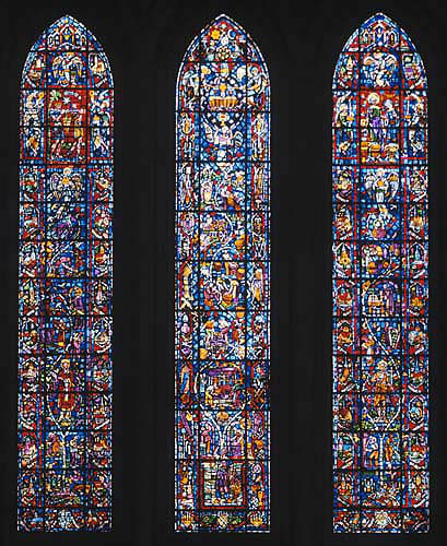 Wine of Champagne window by J. Simon, Rheims Cathedral, France