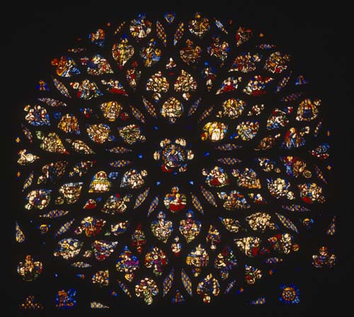 Rose window, west end, 15th century stained glass, La Sainte Chapelle, Paris, France