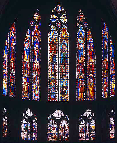 Apse windows, thirteenth century, and triforium window, fifteenth century, by Pinaigrier family, from the Church of St Hilary before the revolution