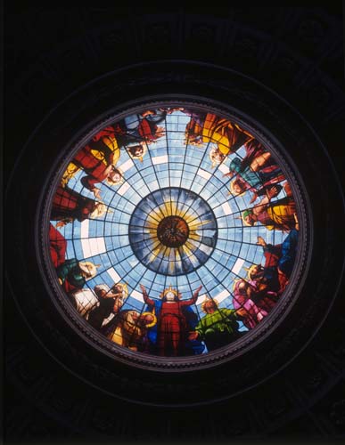 Pentecost,  stained glass 1843-45, cupola of Chapelle Royale, Dreux, France