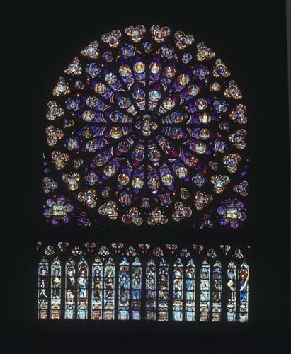 South Rose window, 13th century, Cathedral of Notre Dame, Paris, France