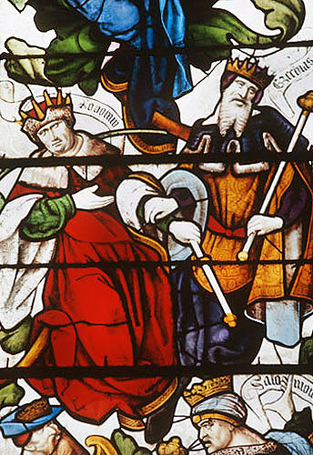 Two kings, detail from Tree of Jesse window, 1515, Autun Cathedral, France