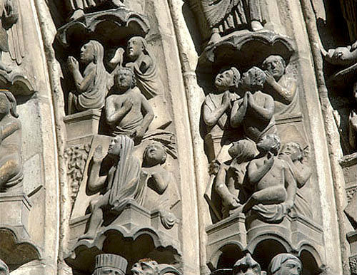 Witnesses of Resurrection, detail, central bay, south porch, Chartres South Porch, Chartres Cathedral, France