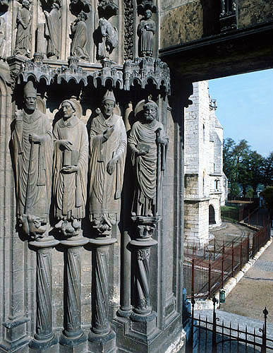 Saints Martin, Jerome and Gregory, thirteenth century, St Avitus, fourteenth century, right side, right bay, south porch, Chartres Cathedral, France