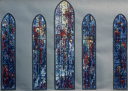 Salisbury Cathedral, Prisoners of Conscience window, sketch by Gabriel Loire, in his studio, Chartres, France