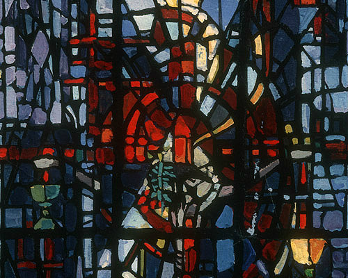 Salisbury Cathedral, Prisoners of Conscience window, lancet C, sketch of central section by Gabriel Loire, in his studio, Chartres, France