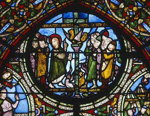 France, Basilica of St Denis, Paris, scenes from the Moses Window