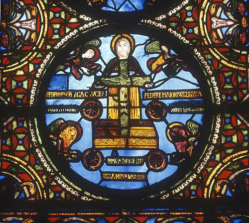 France, Paris, St Denis, The Ark of the Covenant 12th century stained glass