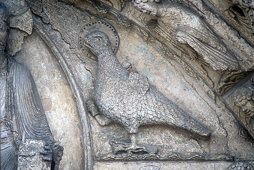 Eagle, twelfth century, symbol of St John the Evangelist, central bay, Royal Portal, Chartres Cathedral, France