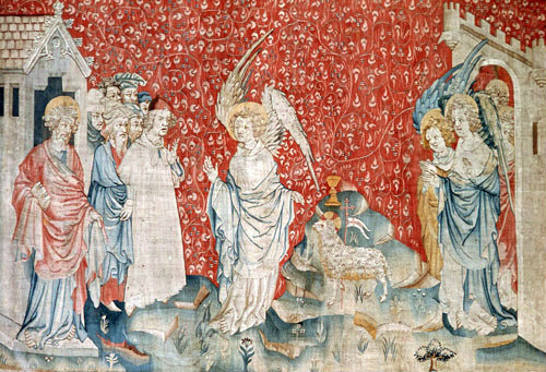 The third angel and the lamb, Angers Apocalypse tapestry, 1377-82, commissioned by Louis I duc d