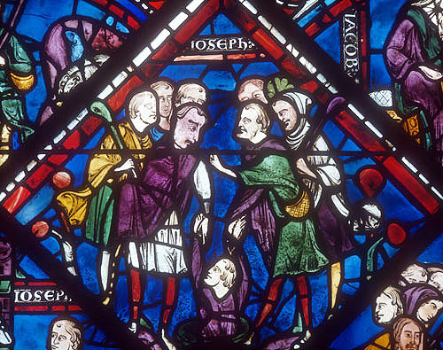 Story of Joseph, panel 6, window 61, thirteenth century, Chartres Cathedral, France