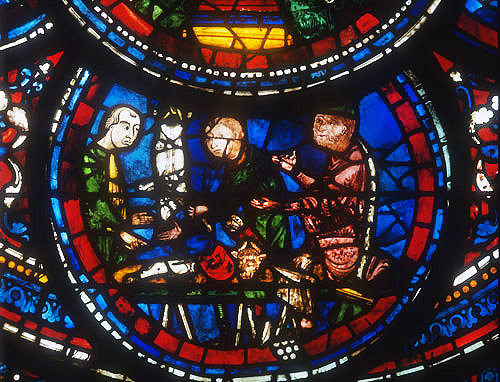 Butchers, (donors), Miracles of Mary window, circa 1210, Chartres Cathedral, France