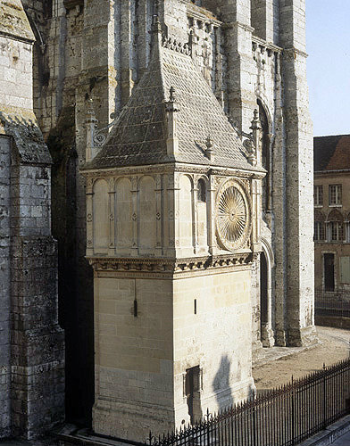 Chartres Cathedral, clock tower in north facade