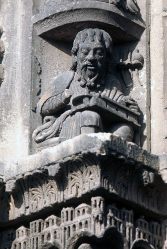 Aristotle detail from Royal Portal Chartres cathedral 12th century