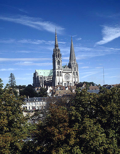 Chartres Cathedral, west north west aspect, Chartres, France